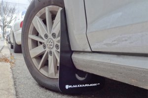 Volkswagen Golf Mud Flap - Front + Rear - Rally Armor - UR Series w/White Logo - Black - `15-`21